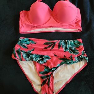 Shein Hot Pink Tropical Bikini